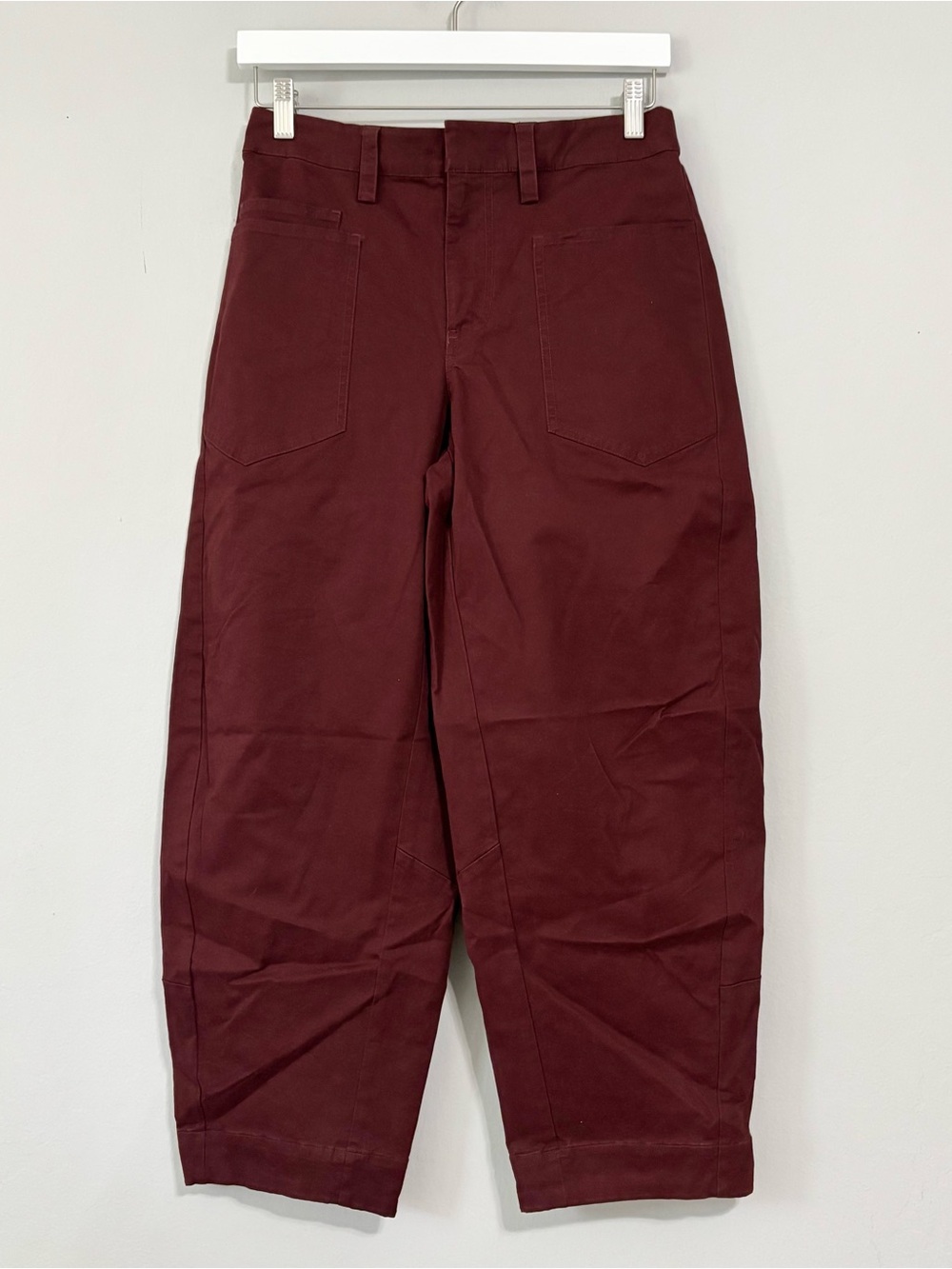 RUTI The Soft Twill Burgundy Maroon Barrel Style Ankle Pants
